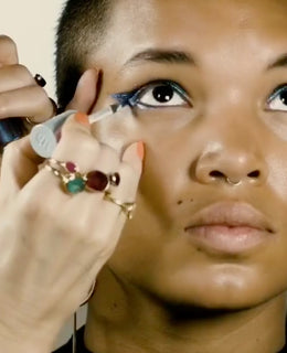 Graphic, Holographic Blue Eye Look with Cris